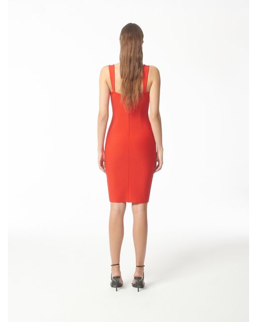 Sour Figs Red Square-Neck Button-Down Cocktail Dress
