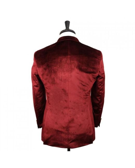 DAVID WEJ Red Maison Velvet Double Breasted Peak Lapel Two Piece Suit – Burgundy for men