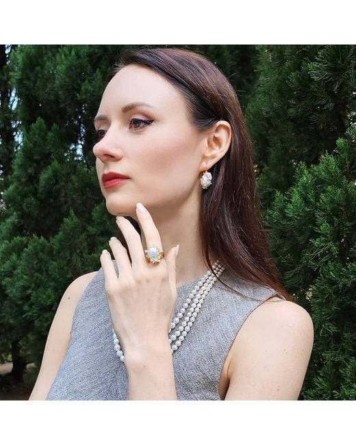 Farra Metallic Baroque Pearls Dangle Earrings