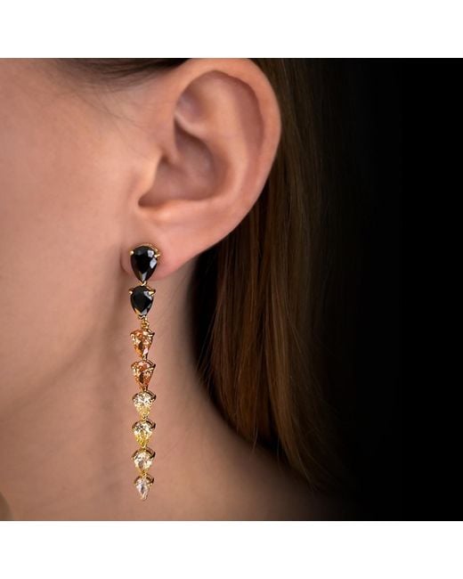 SALLY SKOUFIS Metallic Pure Drop Earrings With Made Mix Cz Diamond Stimulant