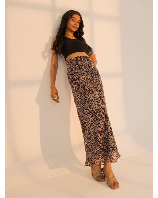 Rose & Nancy Brown Sienna Animal Print Skirt