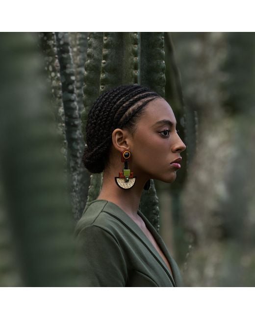 Gissa Bicalho Metallic Handmade Acrylic Earrings Ita Kahki