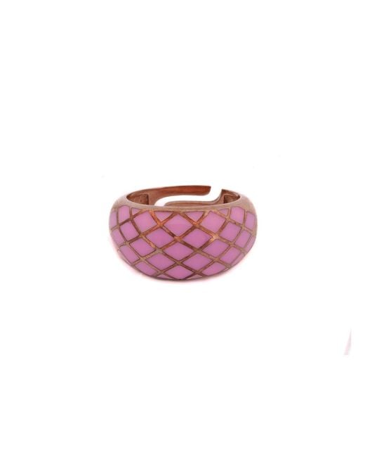 Ebru Jewelry Pink Rose & Rose Adjustable Fashion Ring
