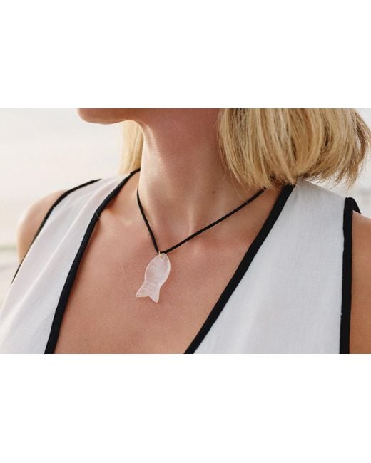 Adriana Pappas Designs Metallic Quartz Fish Choker- Cord