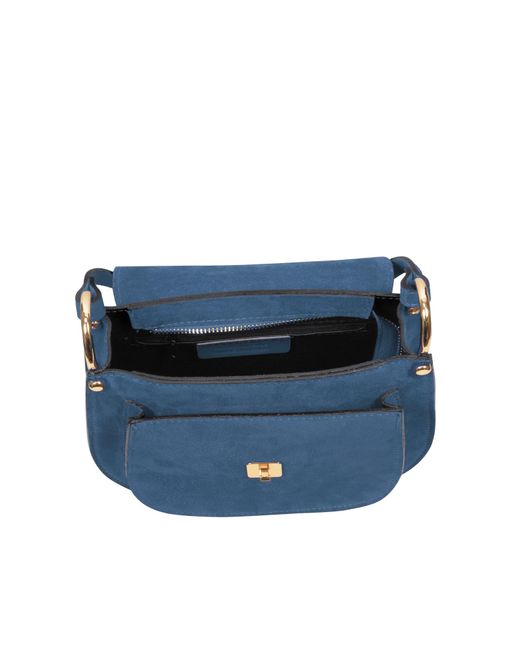 Le Parmentier Blue Agave Suede & Smooth Leather Shoulder Bag