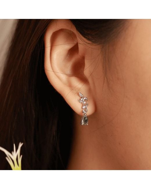 Azura Jewelry New York Blue Leafy Cascades Moss Agate Earrings Vermeil