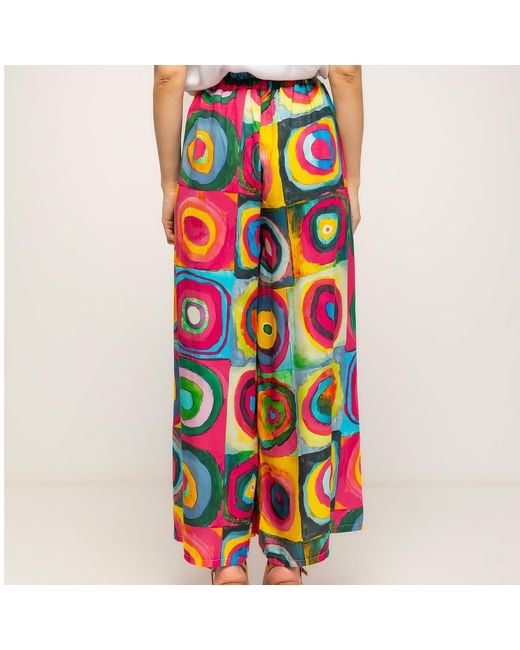 Tantra Spain Sl Multicolored Printed Pleated Pants With Pockets Fucsia