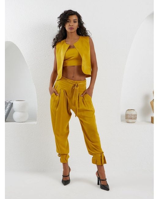 Lumina Eligma Yellow The Arabesque Vest Ensemble – Mustard