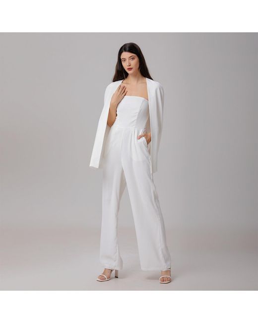 Smart and Joy White Minimalist Evening Cape