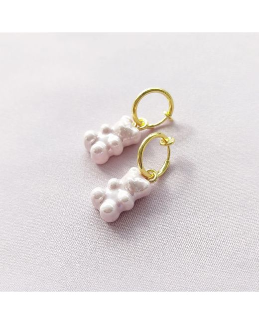 POPORCELAIN Metallic Sweet Porcelain Gummy Bear Earrings