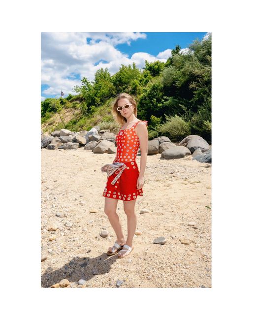 Jessie Zhao New York Red Swim Cover Up Skirt- Garden