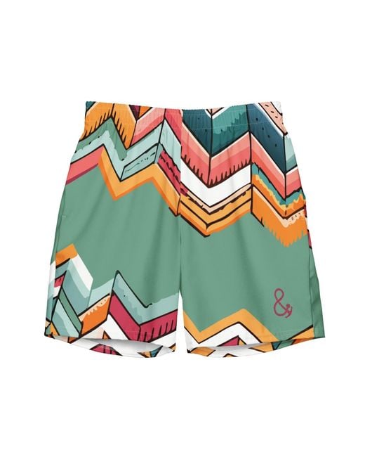 Anchor and Crew Blue Vibrant Motif Pattern Recycled Fabric Swim Shorts for men