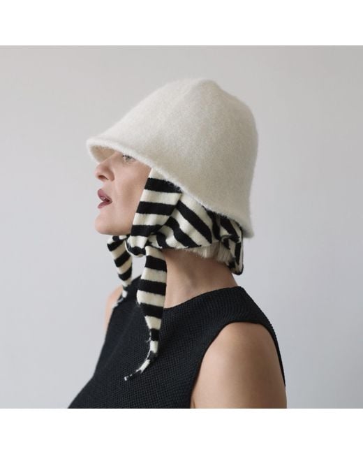 London Atelier Byproduct White Wool Cloche Bucket Hat