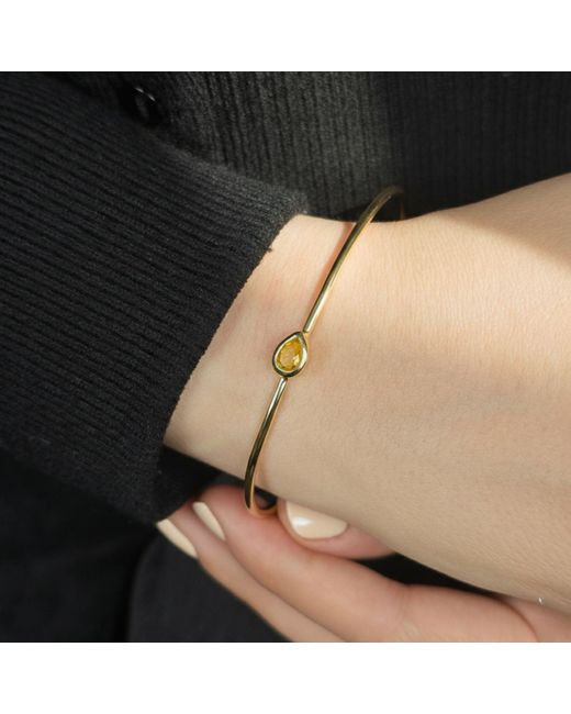 Harfi Metallic Plated Elegant Citrine November Birthstone Bangle