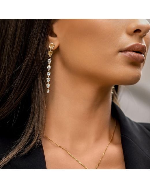 SALLY SKOUFIS Metallic Pure Drop Earrings With Rutile & Made Cz Diamond Stimulant
