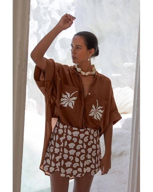 Palm Collective Brown Summer Blouse
