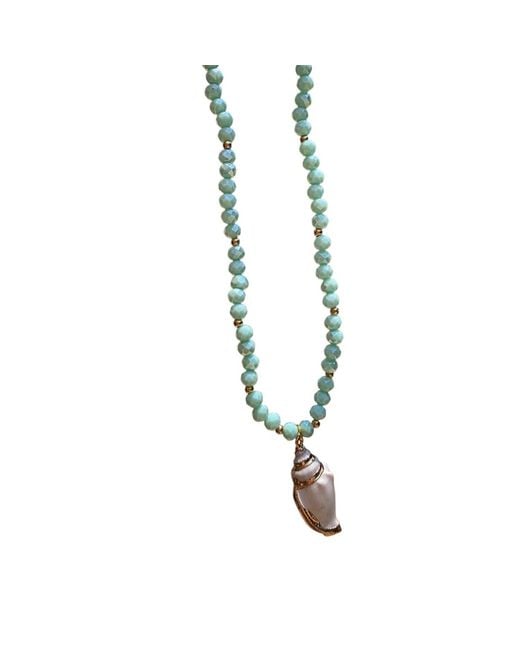OhSun Blue Belize Shell Necklace