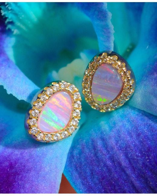 KAMARIA Blue Opal Pebble Stud Earrings