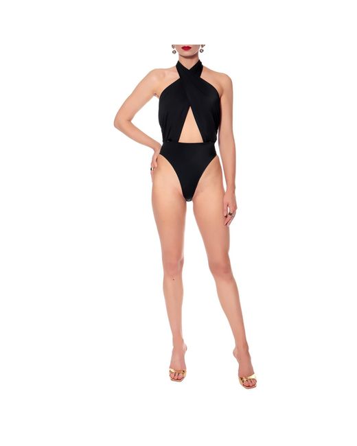 AGGI by HALEWSKI Blue Liv Body Suit With Open Back