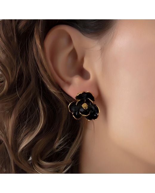 Milou Jewelry Black Rose Flower Earrings