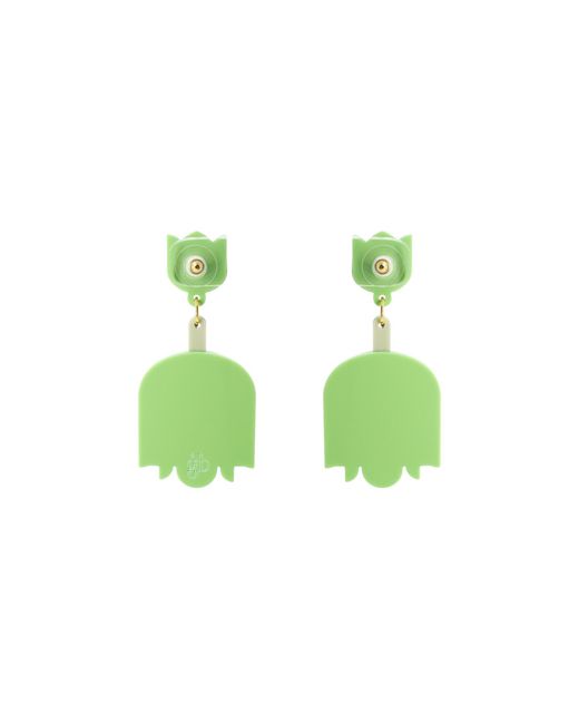 Gissa Bicalho Green Handmade Acrylic Earring Pendant Nimphea
