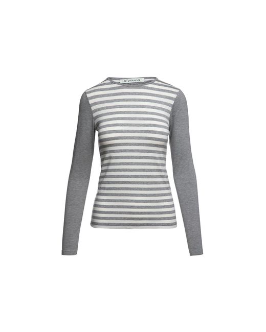 Conquista Gray Long Sleeve Stripe Top