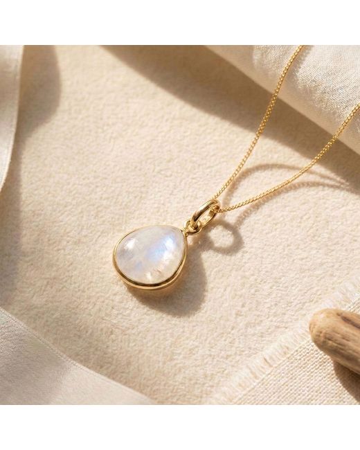 Harfi Metallic Vermeil Plated Natural Moonstone June Birthstone Pendant Necklace