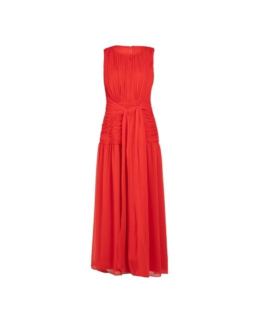Rose & Nancy Red Amy Drape Tie Waist Maxi Dress
