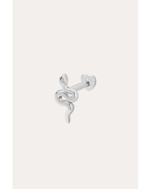 Vanhi White 14K Solid Snake Flat Back Stud