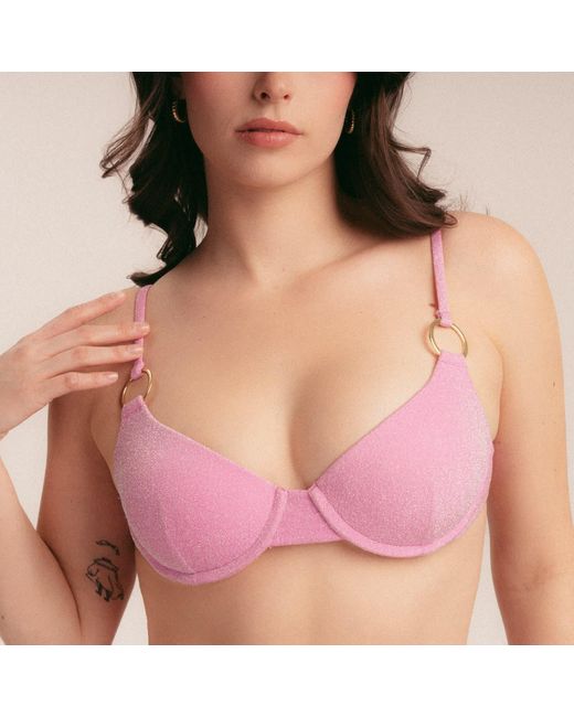 Patti Jane Swim Purple Lola's Disco Sparkle Padded Bikini Top