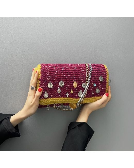 Hilo De Mar Purple Mino Hand Knitted Bag With Medals