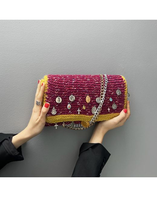 Hilo De Mar Purple Mino Hand Knitted Bag With Medals