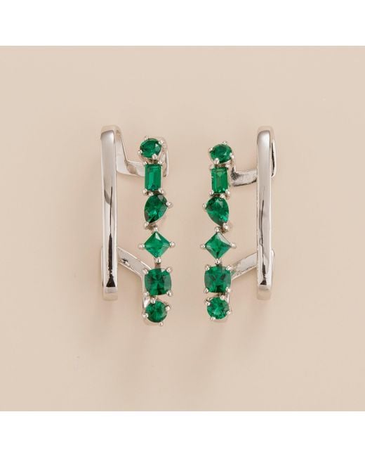 Juvetti Metallic Serene Earrings With Emerald Set