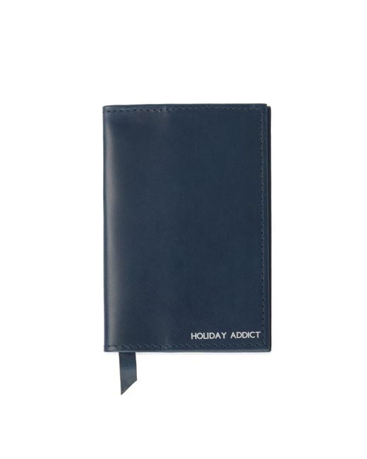 VIDA VIDA Blue Classic Leather Passport Cover for men