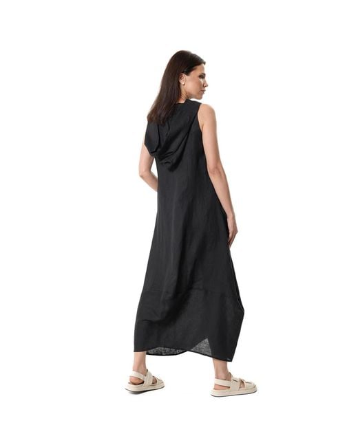 Metamorph Black Linen Hooded Dress