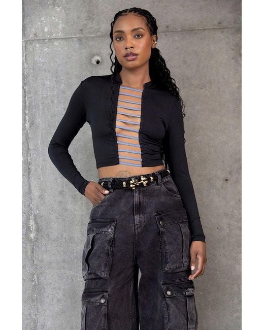 Monzlapur New York Blue Cropped Top With Straps