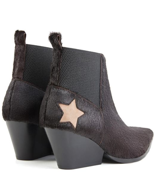 Rosamund Muir London Black Felixa Dark Calf Hair With Star Ankle Boots