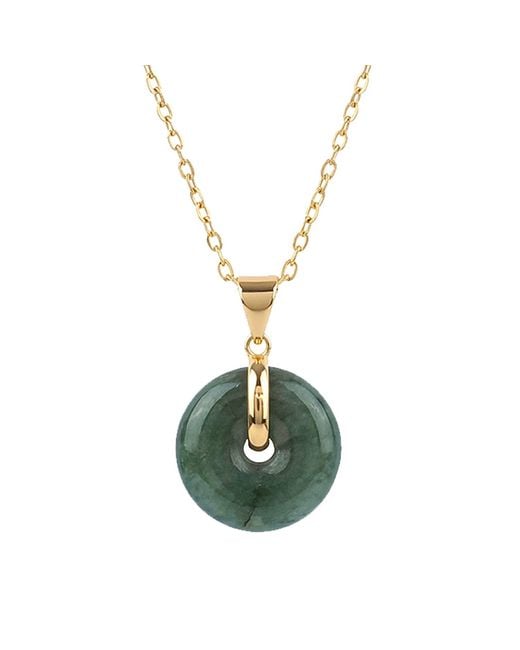 seree Green Button Jade Pendant Necklace