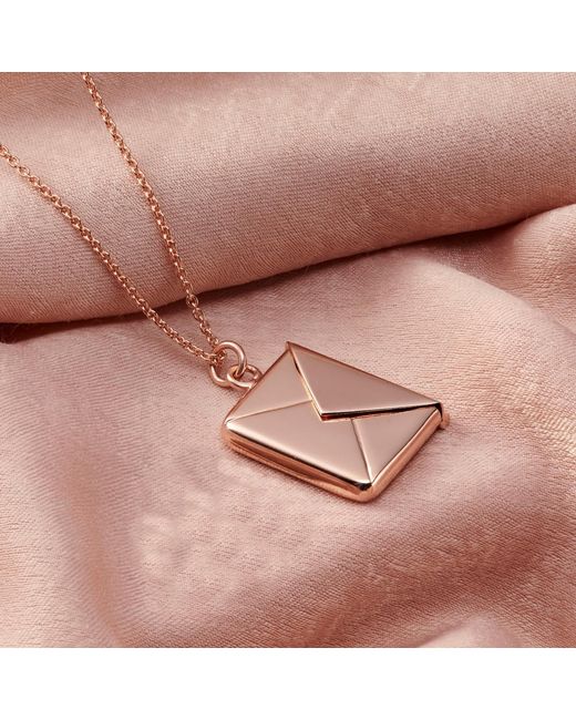 Posh Totty Designs Metallic Rose Gold Plated Script 'you Are Loved' Envelope Necklace