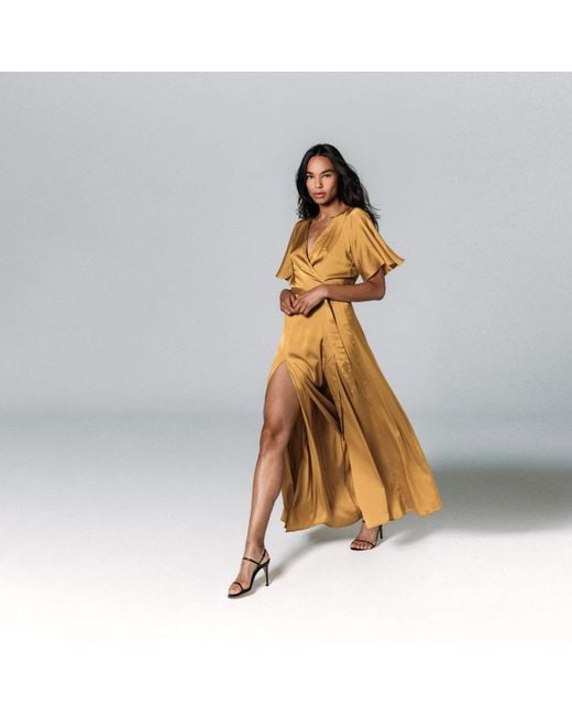 Sanctumum Metallic Oleon Kimono Style Silk Dress