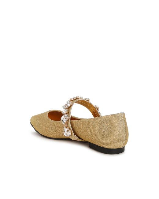 Rag & Co Natural Flavia Diamante Brooch Glitter Ballerinas