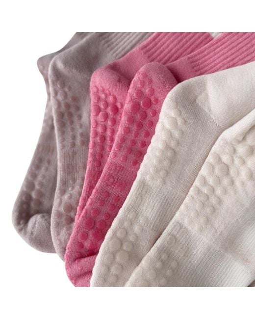 HIGH HEEL JUNGLE by KATHRYN EISMAN Pink Varsity Premium Cotton Pilates Yoga Grip Socks