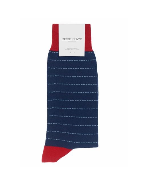 Peper Harow - Made in England Blue Dash Socks for men