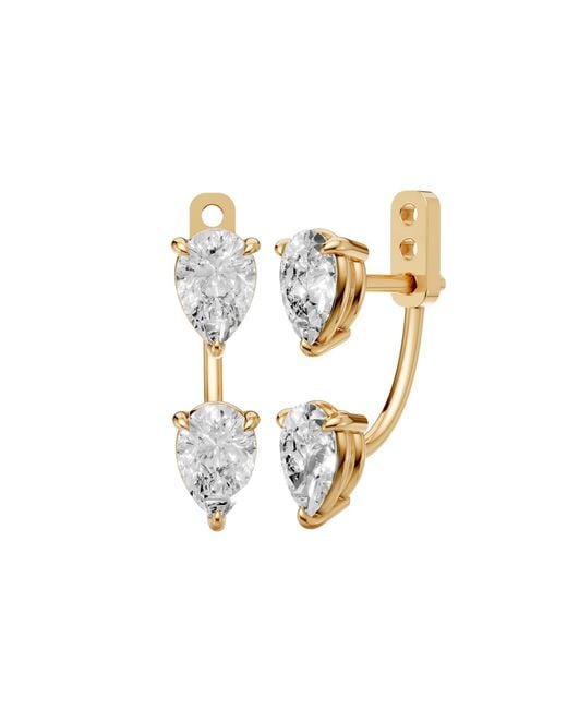 Aya Fine Jewelry Metallic Pear Cut Lab Diamond Front Back Drop Earrings