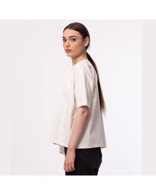 Silvia Serban White Asymmetrical Jersey Top