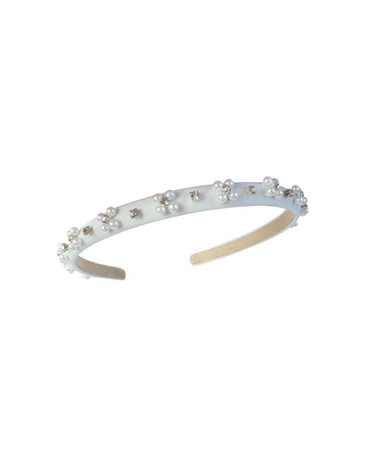 2KStyle Metallic Belladonna Faux Pearl And Crystal Hand-Embellished Satin Headband