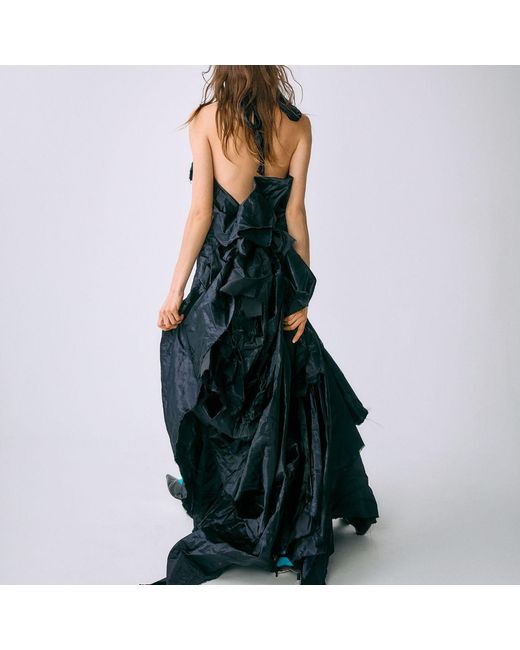 Miro Misljen Black Deconstructed Halter Gown