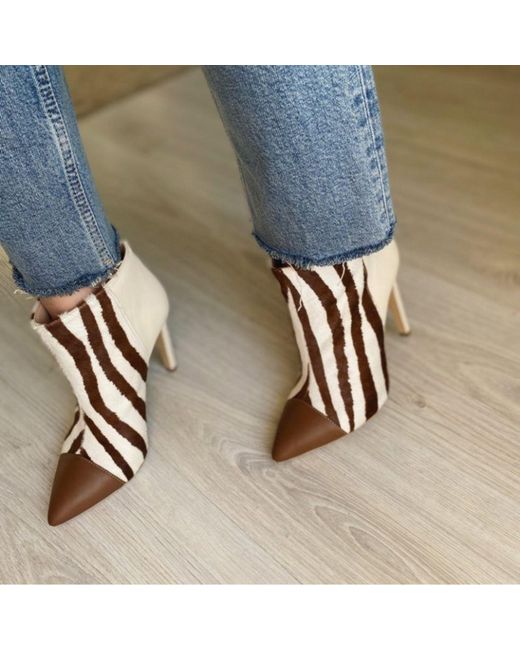 The 5Th Element Brown Emotion Zebra Ankle Boots