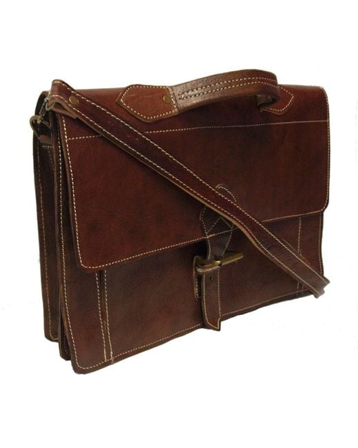 Berber Leather Brown The Casablanca Large Satchel for men