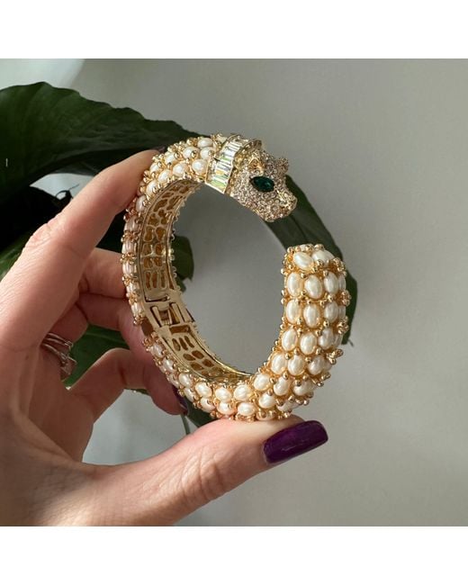 Laura Gray Metallic Pearl Panther Bracelet